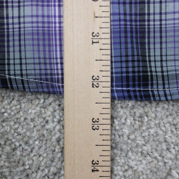Wrangler Western Shirt Adult 3XL XXXL Purple/Black Plaid Pearl Snap Long Sleeve - Picture 11 of 12